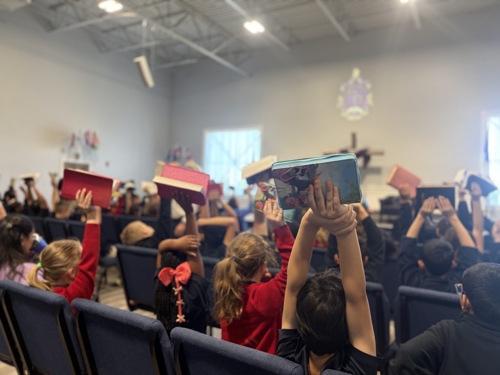 Fishers Christian Academy students in chapel