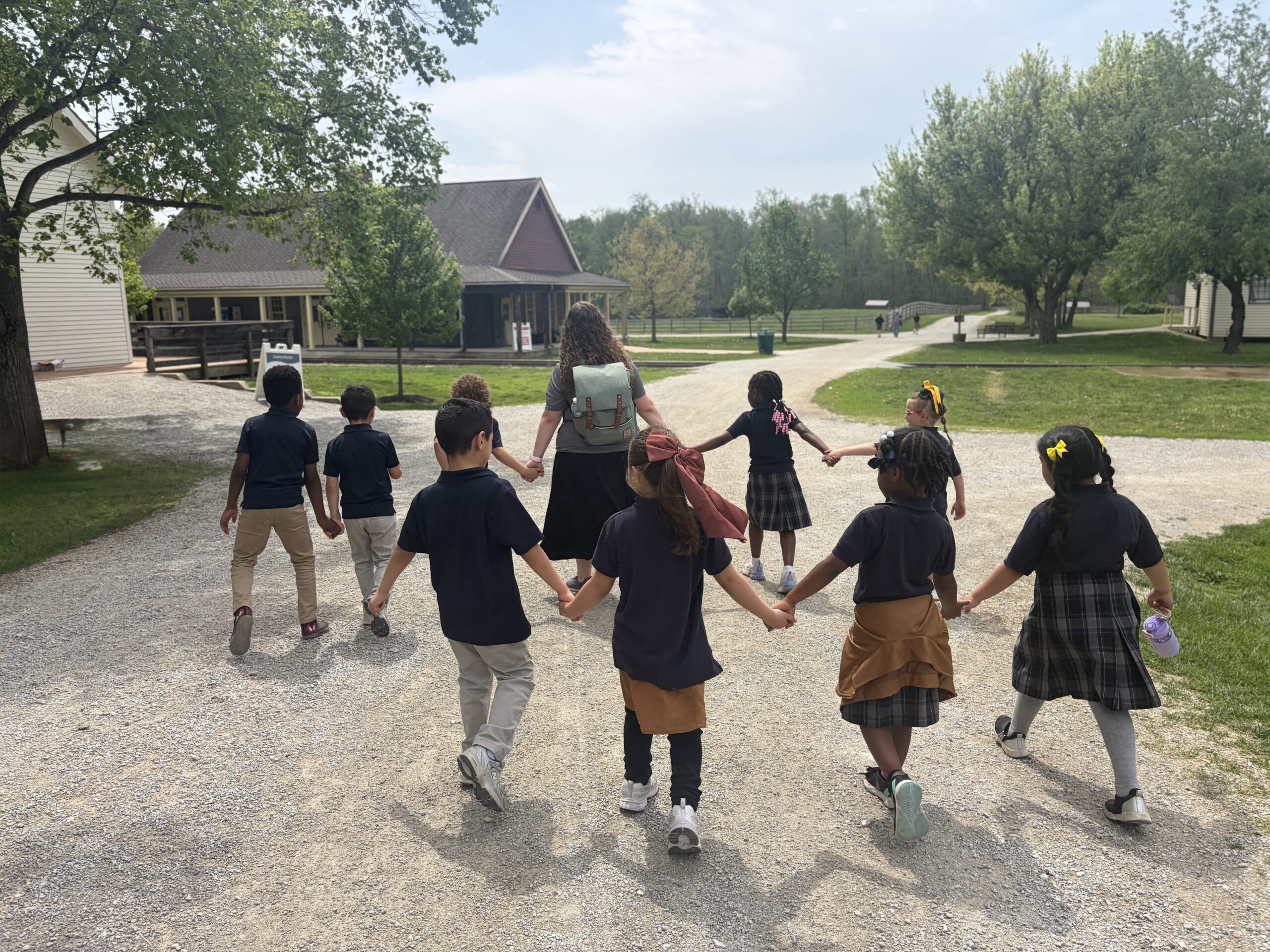 Fishers Christian Academy students walking together outdoors